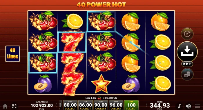 Kemenangan game dasar 40 Power Hot Coin Boost